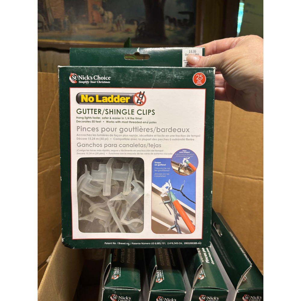 Choice No Ladder Gutter Shingle Clips 5 boxes new Clear Holiday Light   Clips